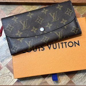 4092 LOUIS VUITTON Monogram Emilie Wallet Cherry Leather W/ Box
